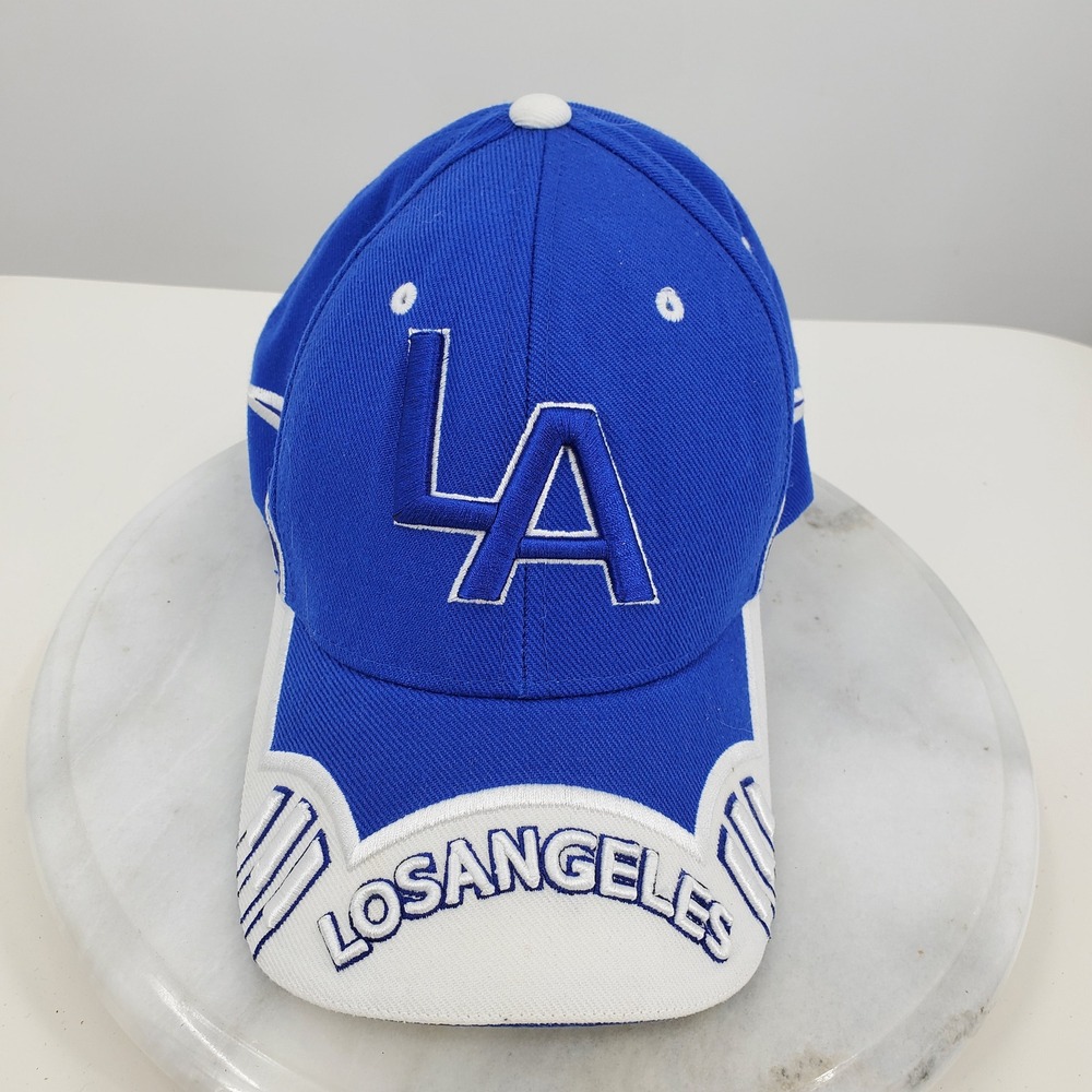 City Hunter Los Angeles LA Baseball Cap Hat Blue White Embroidered Adjustable 3D